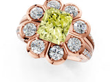 Rose gold Fancy Yellow Radiant  Brilliant Flower Halo Diamond Split Shank Ring_100
