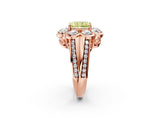 Rose gold Fancy Yellow Radiant  Brilliant Flower Halo Diamond Split Shank Ring_101