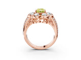 Rose gold Fancy Yellow Radiant  Brilliant Flower Halo Diamond Split Shank Ring_102