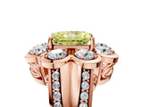 Rose gold Fancy Yellow Radiant  Brilliant Flower Halo Diamond Split Shank Ring_104