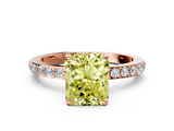 Rose gold Fancy Yellow Radiant  Brilliant Pavé Band Solitaire with Four-Prong Setting_41