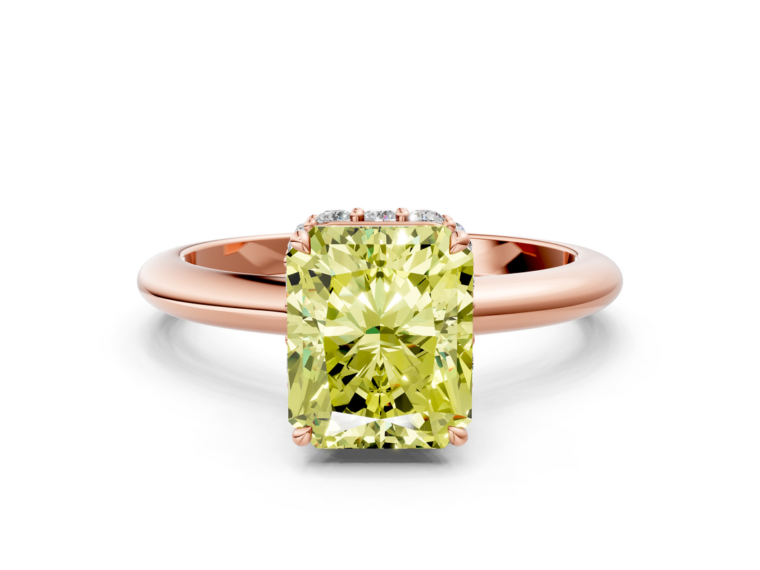 Rose gold Fancy Yellow Radiant  Brilliant Solitaire Engagement Ring with Six-Prong Setting and Classic Band_20