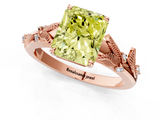 Rose gold Fancy Yellow Radiant  Brilliant Solitaire with Leaf Motif Band and Four-Prong Setting_68