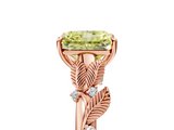 Rose gold Fancy Yellow Radiant  Brilliant Solitaire with Leaf Motif Band and Four-Prong Setting_72