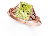 Rose gold Fancy Yellow Radiant  Brilliant Solitaire with Pave Band and Four-Prong Setting_21