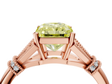 Rose gold Fancy Yellow Radiant  Brilliant Solitaire with Pave Band and Four-Prong Setting_24