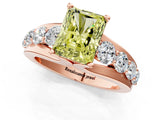Rose gold Fancy Yellow Radiant  Brilliant Solitaire with Side Stones on a Pave Band and Four-Prong Setting_25