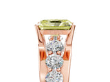 Rose gold Fancy Yellow Radiant  Brilliant Solitaire with Side Stones on a Pave Band and Four-Prong Setting_29
