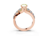 Rose gold Fancy Yellow Radiant  Brilliant Solitaire with Side Stones on a Pave Band and Four-Prong Setting_41