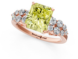 Rose gold Fancy Yellow Radiant  Cluster Diamond Engagement Ring with Pavé Band and Four-Prong Setting_52