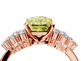 Rose gold Fancy Yellow Radiant  Cluster Diamond Engagement Ring with Pavé Band and Four-Prong Setting_55