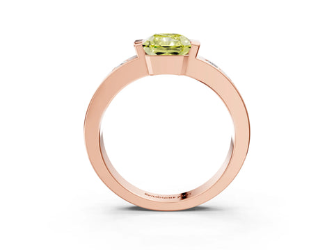 Rose gold Fancy Yellow Radiant Cut Brilliant Channel-Set Diamond Ring with Bezel Prong Setting_3