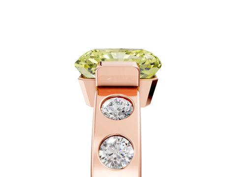 Rose gold Fancy Yellow Radiant Cut Brilliant Channel-Set Diamond Ring with Bezel Prong Setting_5