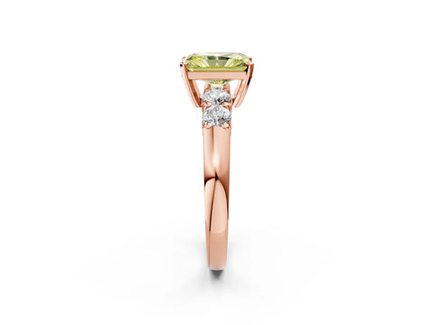 Rose gold Fancy Yellow Radiant Cut Brilliant Diamond Five-Stone Engagement Ring with Prong Setting on a Classic Band_5