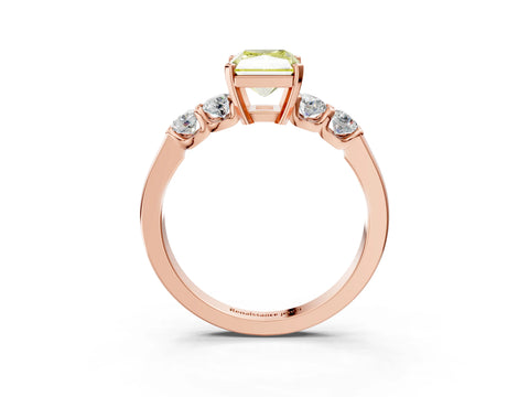 Rose gold Fancy Yellow Radiant Cut Brilliant Diamond Five-Stone Engagement Ring with Prong Setting on a Classic Band_6