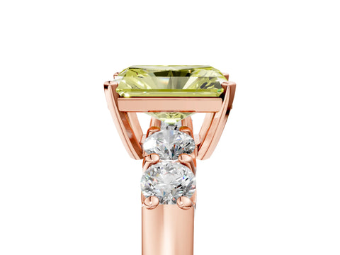 Rose gold Fancy Yellow Radiant Cut Brilliant Diamond Five-Stone Engagement Ring with Prong Setting on a Classic Band_8