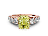 Rose gold Fancy Yellow Radiant Cut Brilliant Diamond Pavé Band with Six-Prong Setting