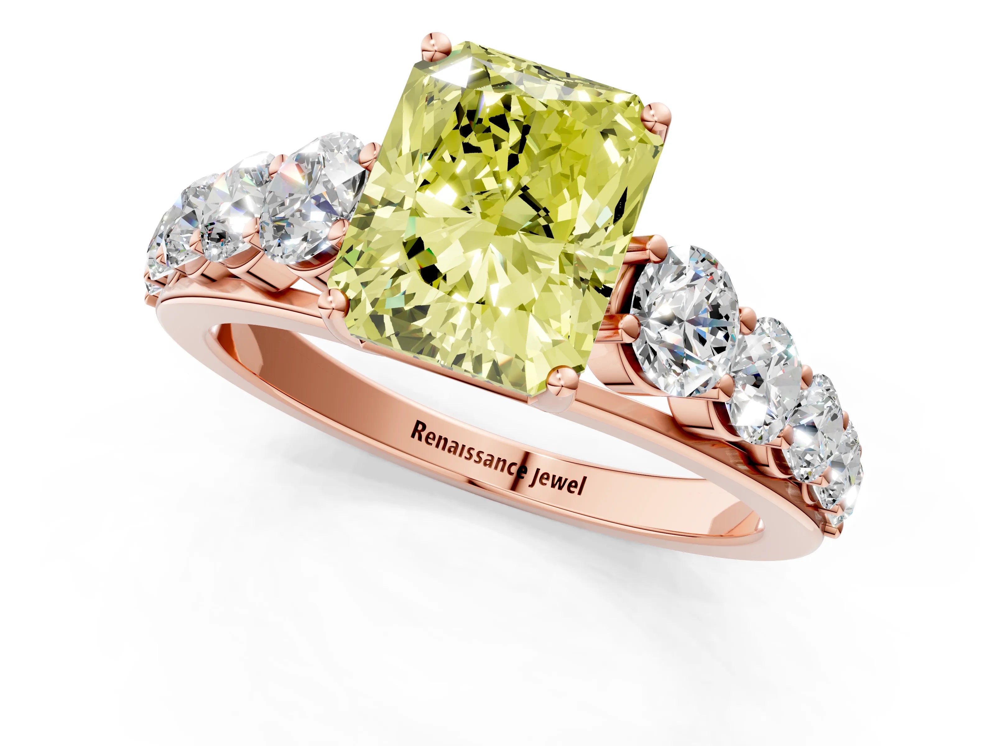 Rose gold Fancy Yellow Radiant Cut Brilliant Diamond Pavé Band with Six-Prong Setting_1