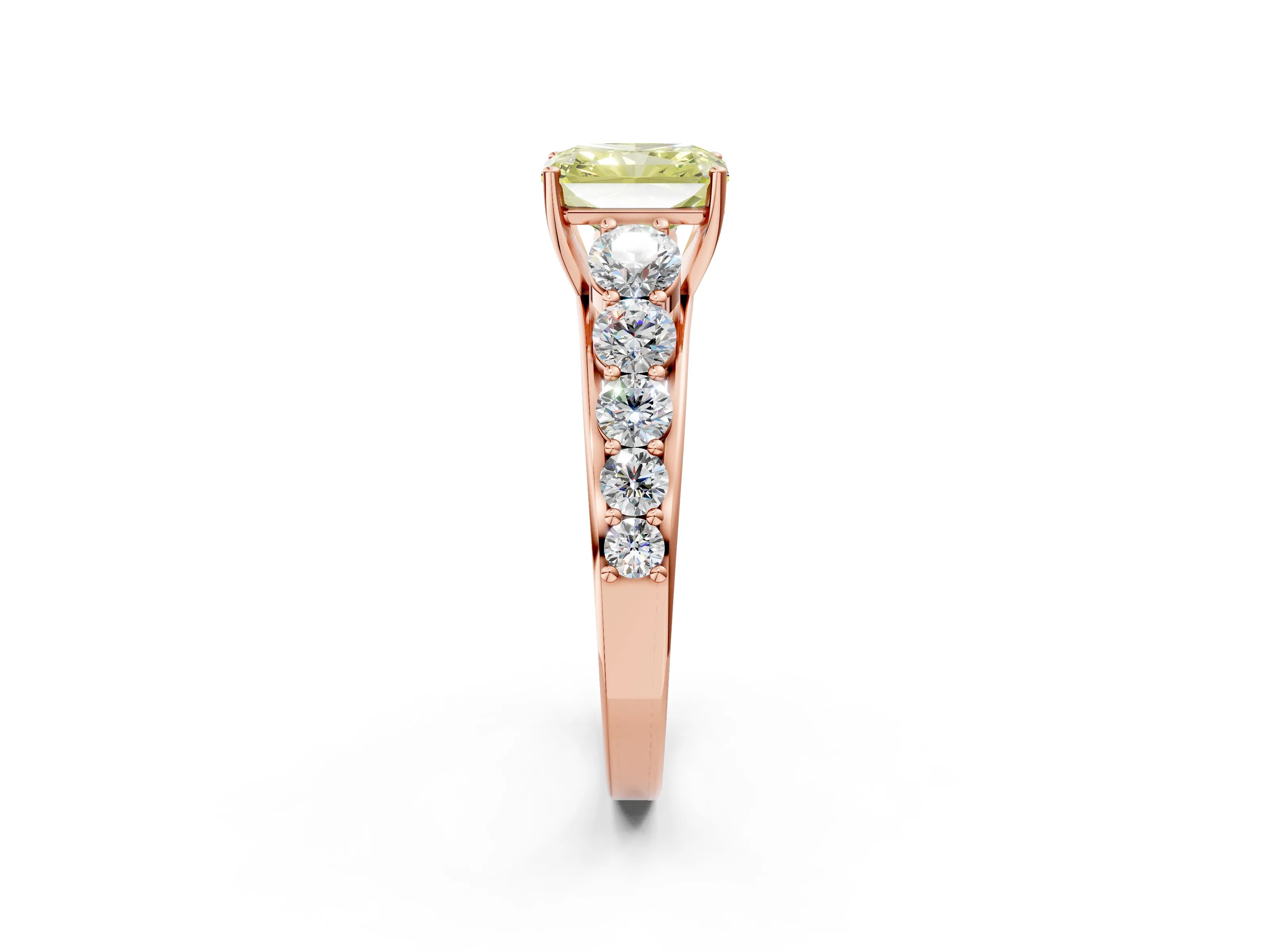 Rose gold Fancy Yellow Radiant Cut Brilliant Diamond Pavé Band with Six-Prong Setting_2