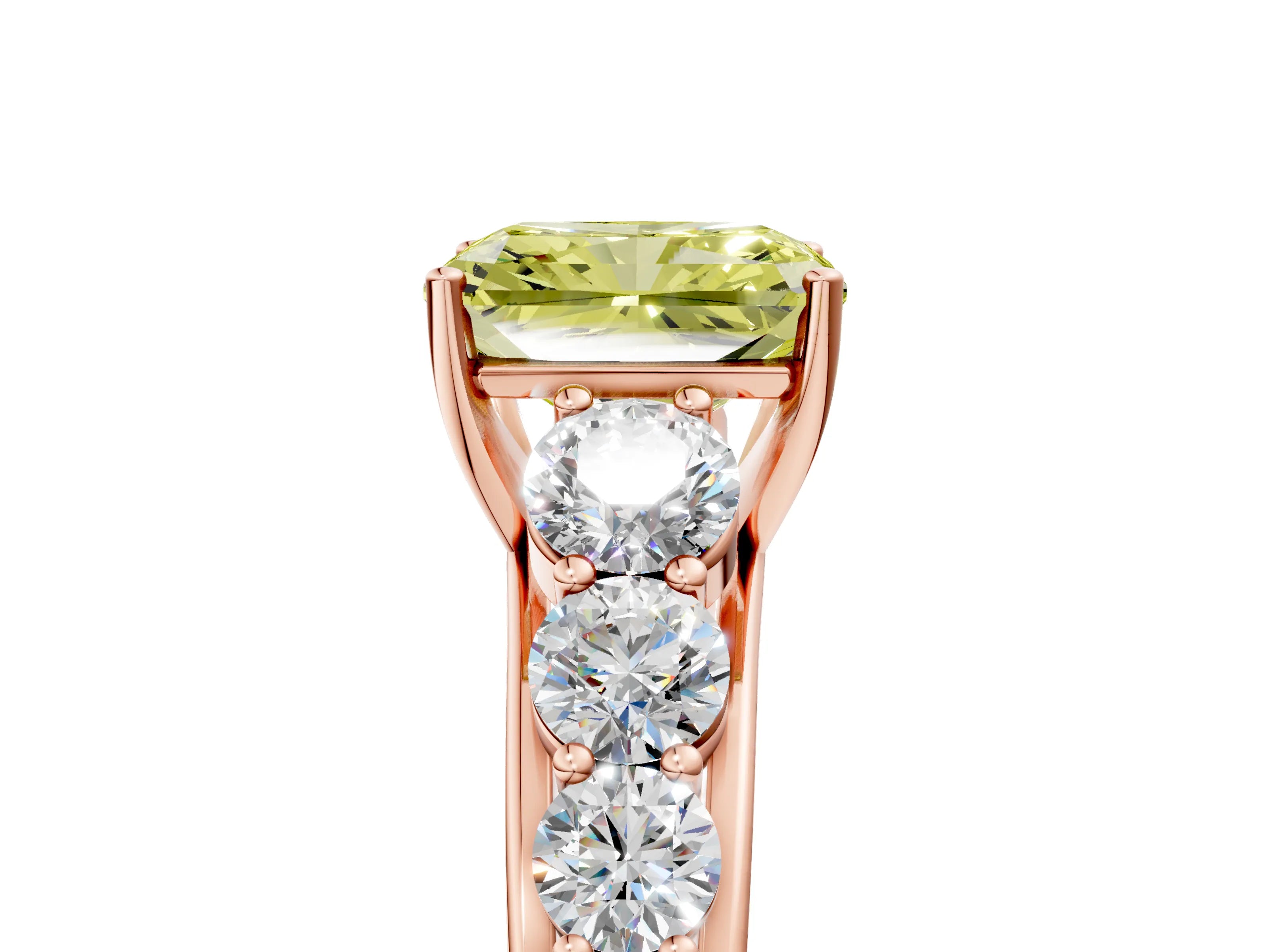 Rose gold Fancy Yellow Radiant Cut Brilliant Diamond Pavé Band with Six-Prong Setting_5