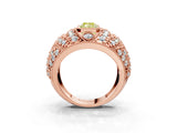 Rose gold Fancy Yellow Radiant Cut Brilliant Halo Pave Diamond Milgrain Ring_3