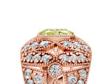 Rose gold Fancy Yellow Radiant Cut Brilliant Halo Pave Diamond Milgrain Ring_5