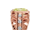 Rose gold Fancy Yellow Radiant Cut Brilliant Milgrain Filigree Diamond Ring with Square Prong Setting_5