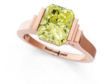 Rose gold Fancy Yellow Radiant Cut Brilliant Solitaire Diamond Ring with Channel Set Band and Bar Prong Setting_1
