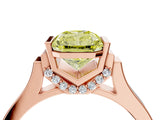 Rose gold Fancy Yellow Radiant Cut Brilliant Solitaire Diamond Ring with Channel Set Band and Bar Prong Setting_4