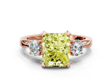 Rose gold Fancy Yellow Radiant Cut Brilliant Three-Stone Diamond Ring with Pavé Band and Four-Prong Setting_3