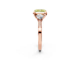 Rose gold Fancy Yellow Radiant Cut Brilliant Three-Stone Diamond Ring with Pavé Band and Four-Prong Setting_5