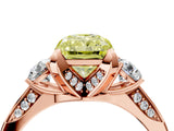 Rose gold Fancy Yellow Radiant Cut Brilliant Three-Stone Diamond Ring with Pavé Band and Four-Prong Setting_7