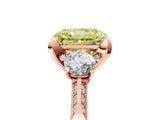 Rose gold Fancy Yellow Radiant Cut Brilliant Three-Stone Diamond Ring with Pavé Band and Four-Prong Setting_8