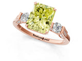 Rose gold Fancy Yellow Radiant Cut Brilliant Three-Stone Pave Band with Four-Prong Setting_1