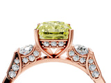Rose gold Fancy Yellow Radiant Cut Brilliant Three-Stone Pave Band with Four-Prong Setting_4