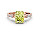 Rose gold Fancy Yellow Radiant  Cut Cathedral Pave Diamond Engagement Ring with Six-Prong Setting_32