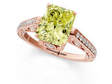 Rose gold Fancy Yellow Radiant  Cut Cathedral Pave Diamond Engagement Ring with Six-Prong Setting_33
