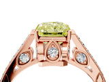 Rose gold Fancy Yellow Radiant  Cut Cathedral Pave Diamond Engagement Ring with Six-Prong Setting_36