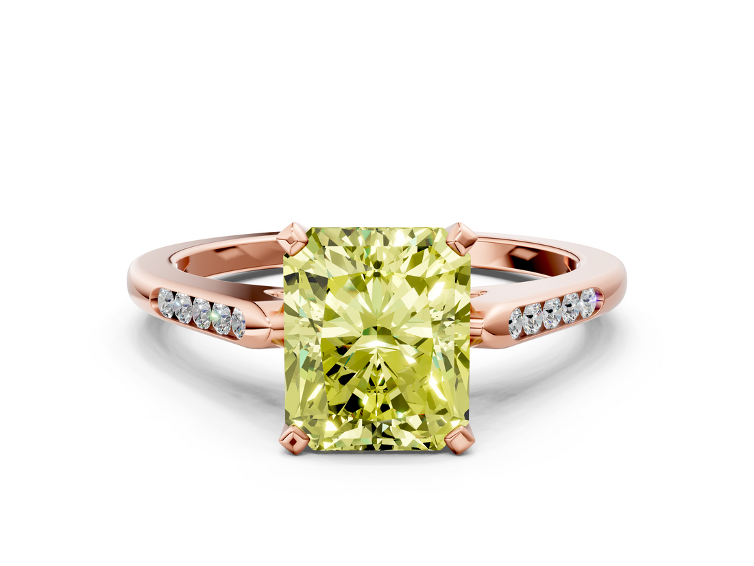 Rose gold Fancy Yellow Radiant  Cut Channel Set Solitaire Engagement Ring with Four-Prong Setting_228