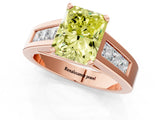 Rose gold Fancy Yellow Radiant Cut Cut Channel Set Solitaire Ring with Four-Prong Setting_1
