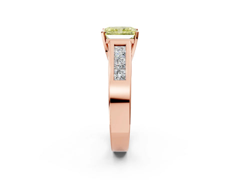 Rose gold Fancy Yellow Radiant Cut Cut Channel Set Solitaire Ring with Four-Prong Setting_2