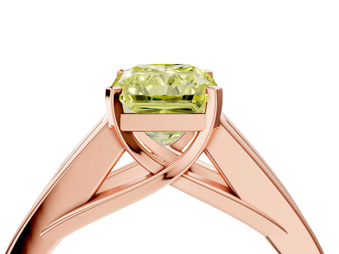 Rose gold Fancy Yellow Radiant Cut Cut Channel Set Solitaire Ring with Four-Prong Setting_4