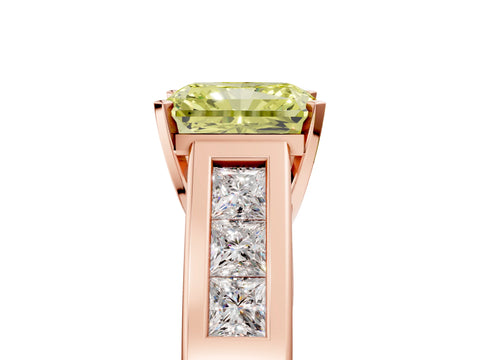 Rose gold Fancy Yellow Radiant Cut Cut Channel Set Solitaire Ring with Four-Prong Setting_5
