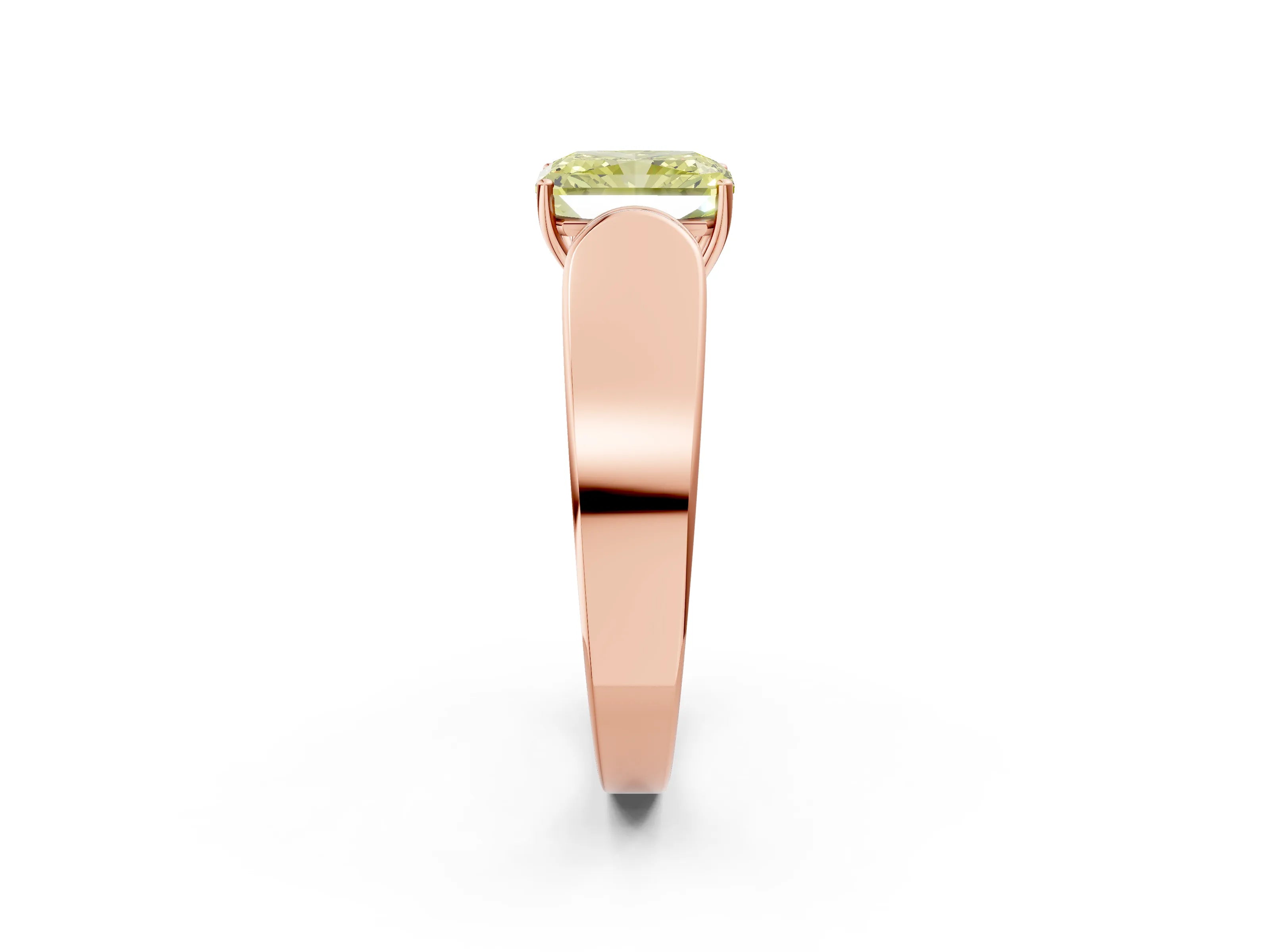 Rose gold Fancy Yellow Radiant Cut Cut Diamond Channel Set Solitaire Ring with Four-Prong Setting_2