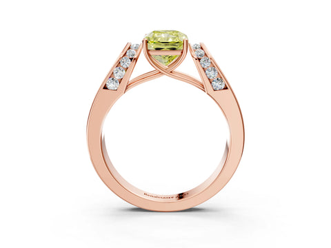 Rose gold Fancy Yellow Radiant Cut Cut Diamond Channel Set Solitaire Ring with Four-Prong Setting_3