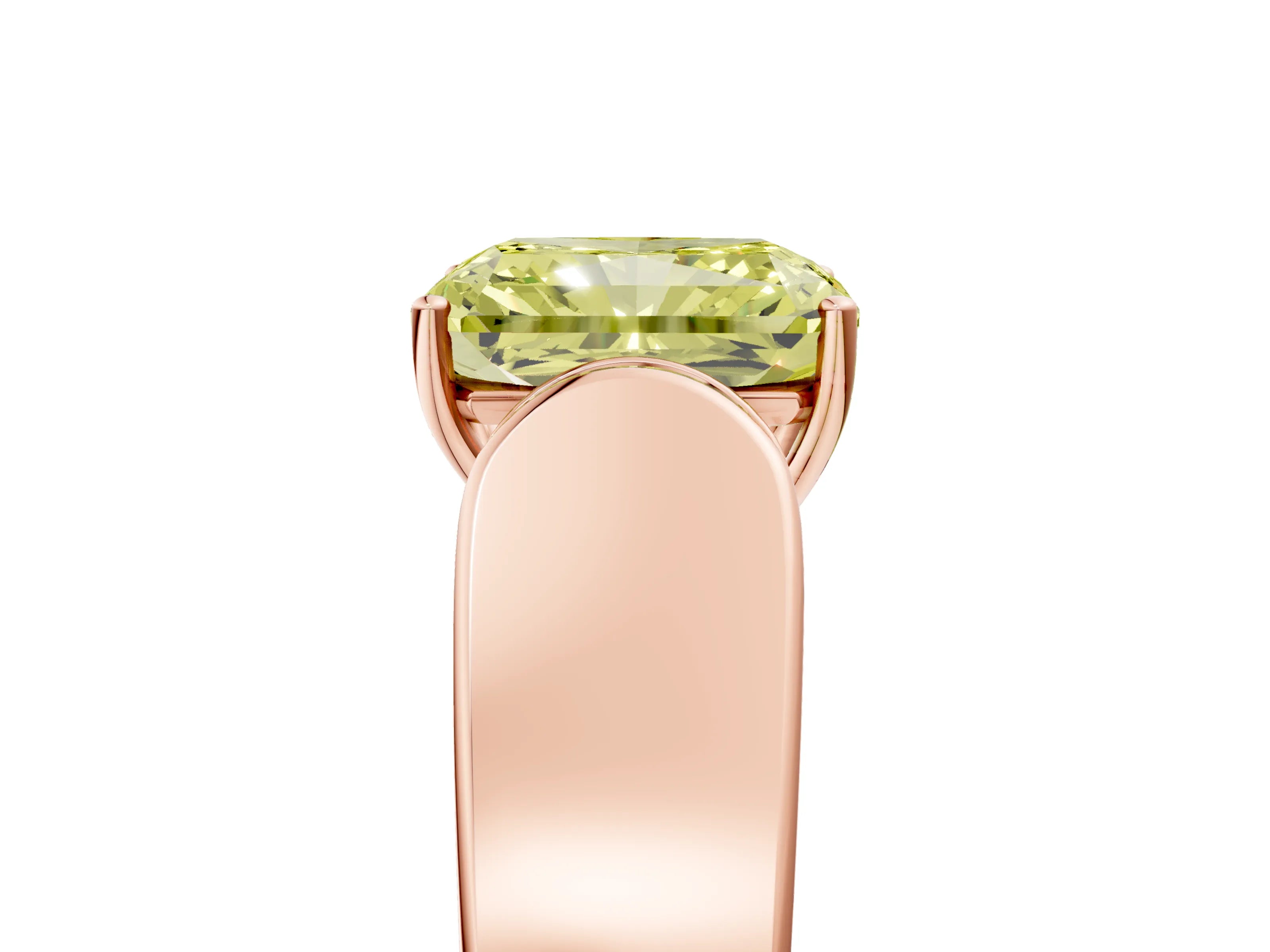Rose gold Fancy Yellow Radiant Cut Cut Diamond Channel Set Solitaire Ring with Four-Prong Setting_5