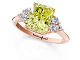 Rose gold Fancy Yellow Radiant Cut Cut Diamond Cluster Ring with Solitaire Band and Four-Prong Setting_1