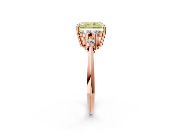 Rose Gold Radiant Cut Cluster Accent Engagement Ring Setting for Fancy Yellow Center