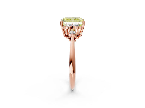 Rose gold Fancy Yellow Radiant Cut Cut Diamond Cluster Ring with Solitaire Band and Four-Prong Setting_14
