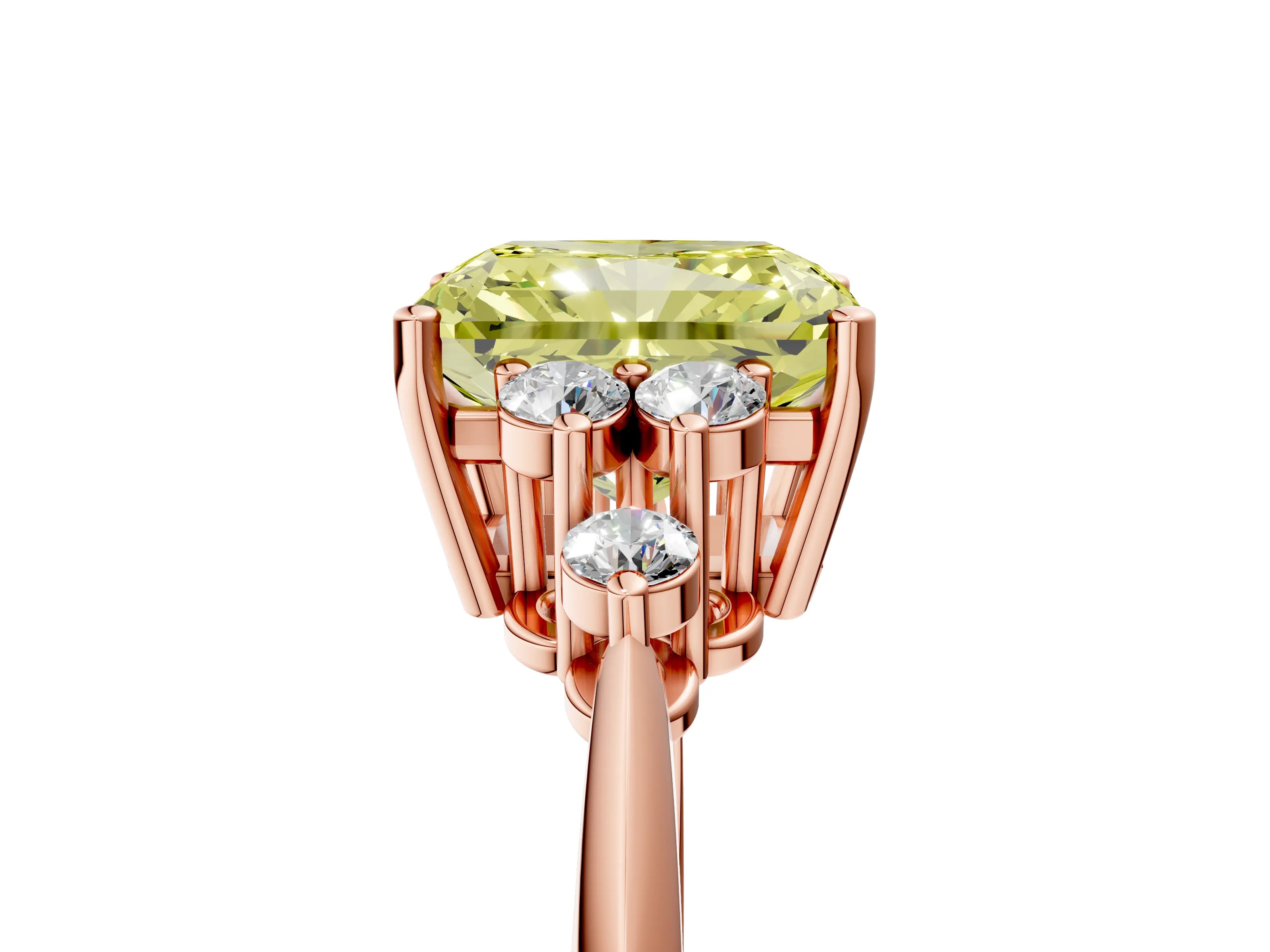 Rose gold Fancy Yellow Radiant Cut Cut Diamond Cluster Ring with Solitaire Band and Four-Prong Setting_17